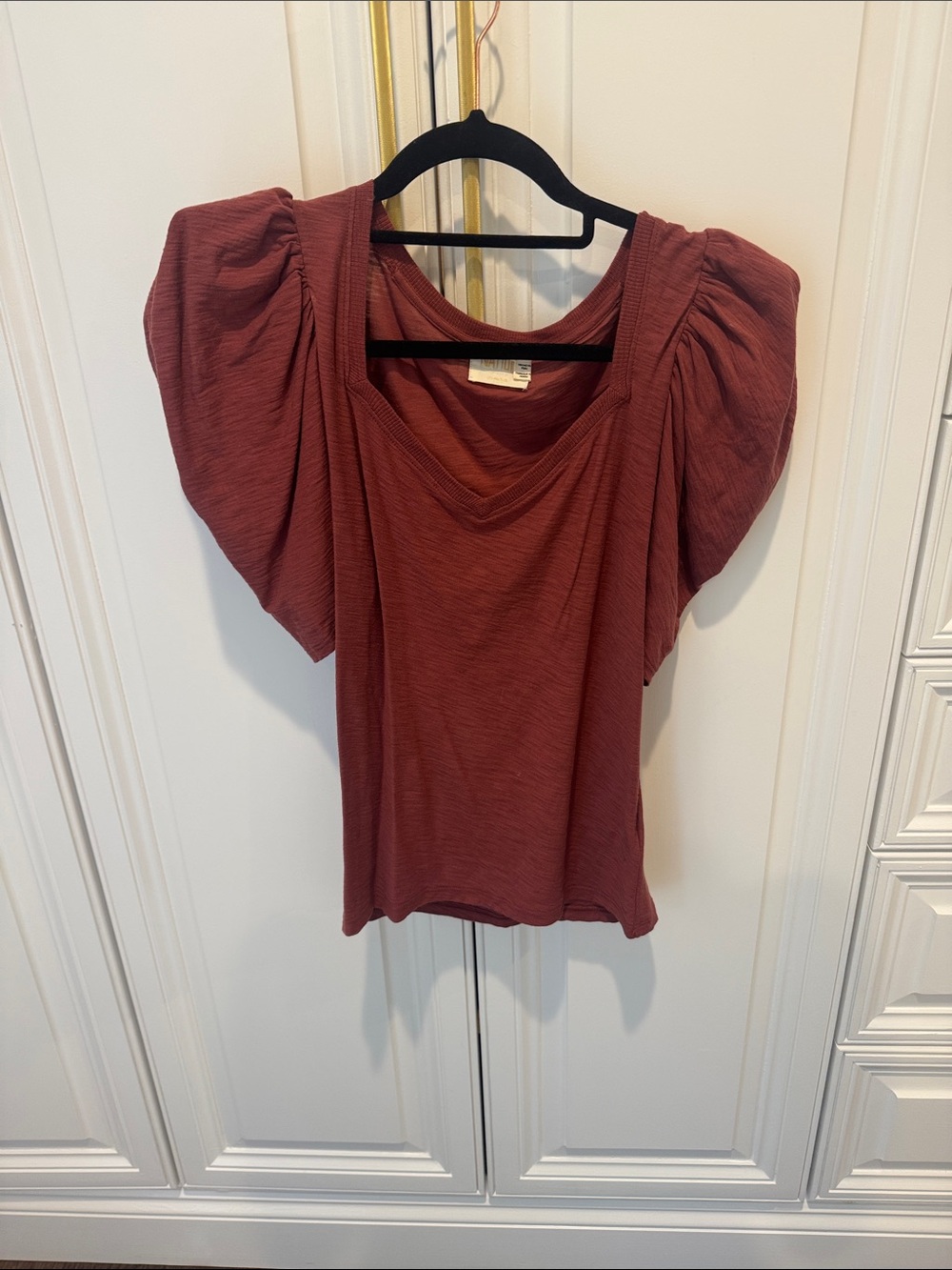 Nation LTD Burnt Rose Puff-Sleeve Short Sleeve Top